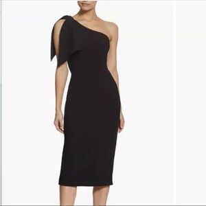 NWT Black One Shoulder Dress the Population midi-dress- size L